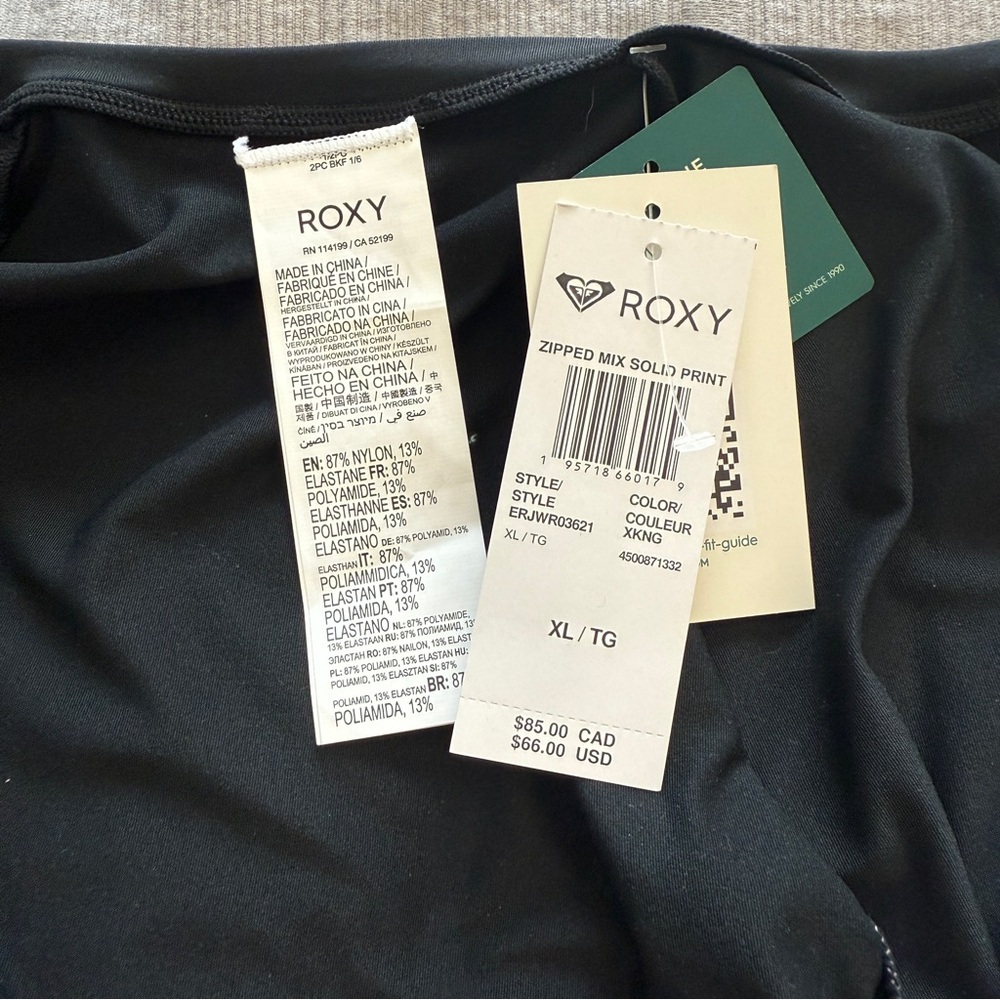 Roxy SPF 50 Rashguard for Women - black and   HIBISCUS WAVE Long Sleeve - XL - Picture 6 of 8